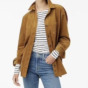 J.Crew Women's Corduroy Shirt-Jacket Golden Brandy Sz LG Pockets Button Front